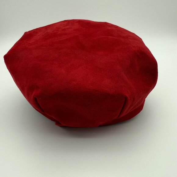 BETMAR New York Red Suede Newsboy Cap Soft Structured Brim, Velvet Buckle Strap - Picture 5 of 11